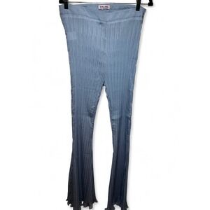 Elsie & Fred Light Blue Plisse Flare Pants Ribbed Bell Bottoms